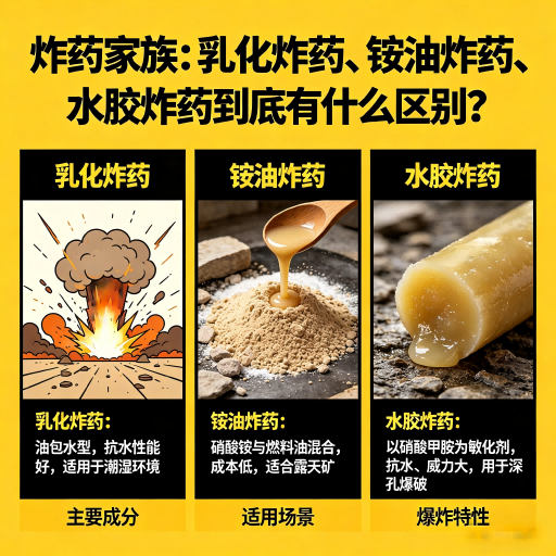 细水乡炸药家族：乳化炸药、铵油炸药、水胶炸药到底有什么区别？